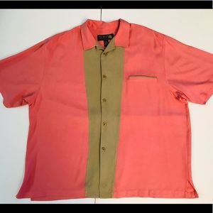 Nat Nast Luxury Originals 100% Silk Shirt Pink Salmon Men’s XL Rockabilly